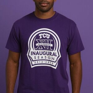 Vintage TCU Big 12 Inaugural Season T-Shirt Mens XL Purple Excellent Gildan Tag